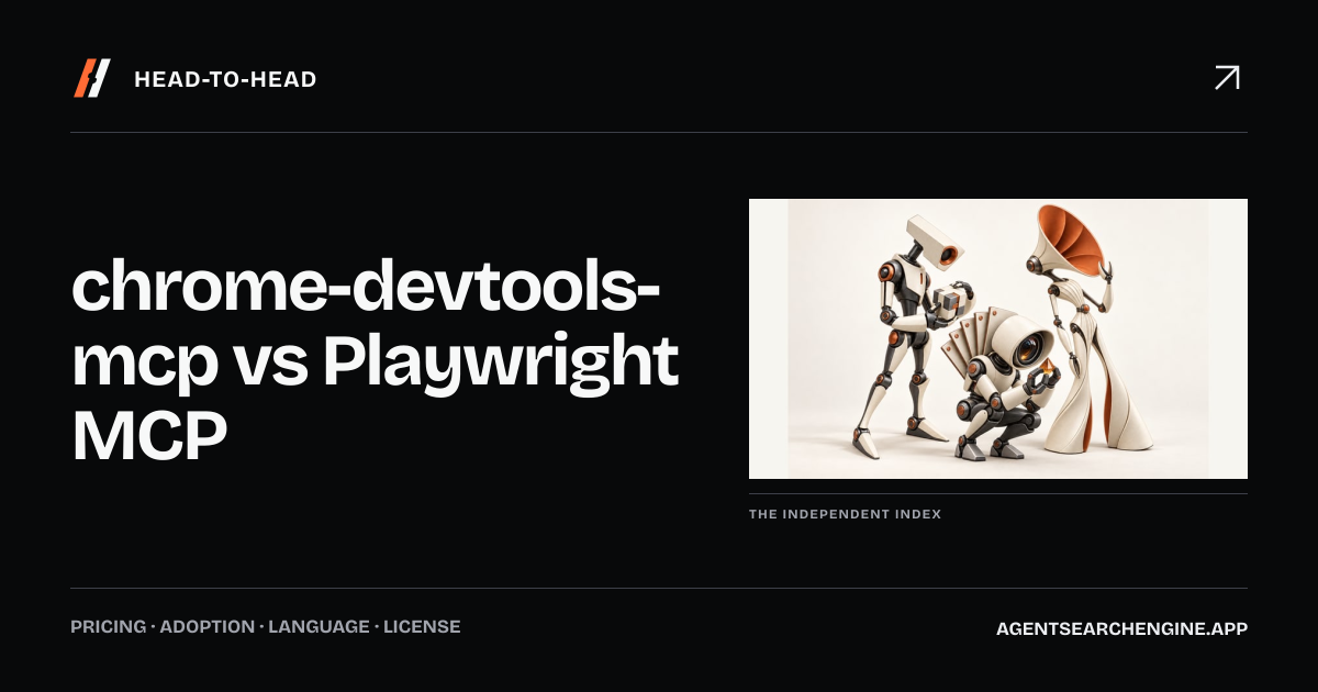 agentsearchengine.app — chrome-devtools-mcp and Playwright MCP: recorded catalogue facts. This preserved page…